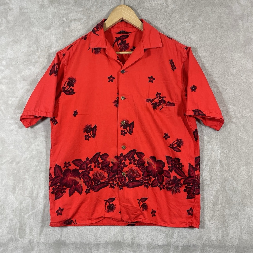 True Vtg 50s 60s Hawaiian Shirt Mens Large Cotton RN Number Made in USA Hawaii